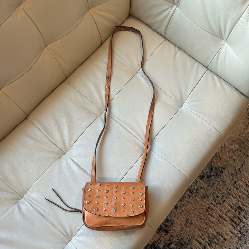 Banana Republic Tan Studded Leather Crossbody Bag